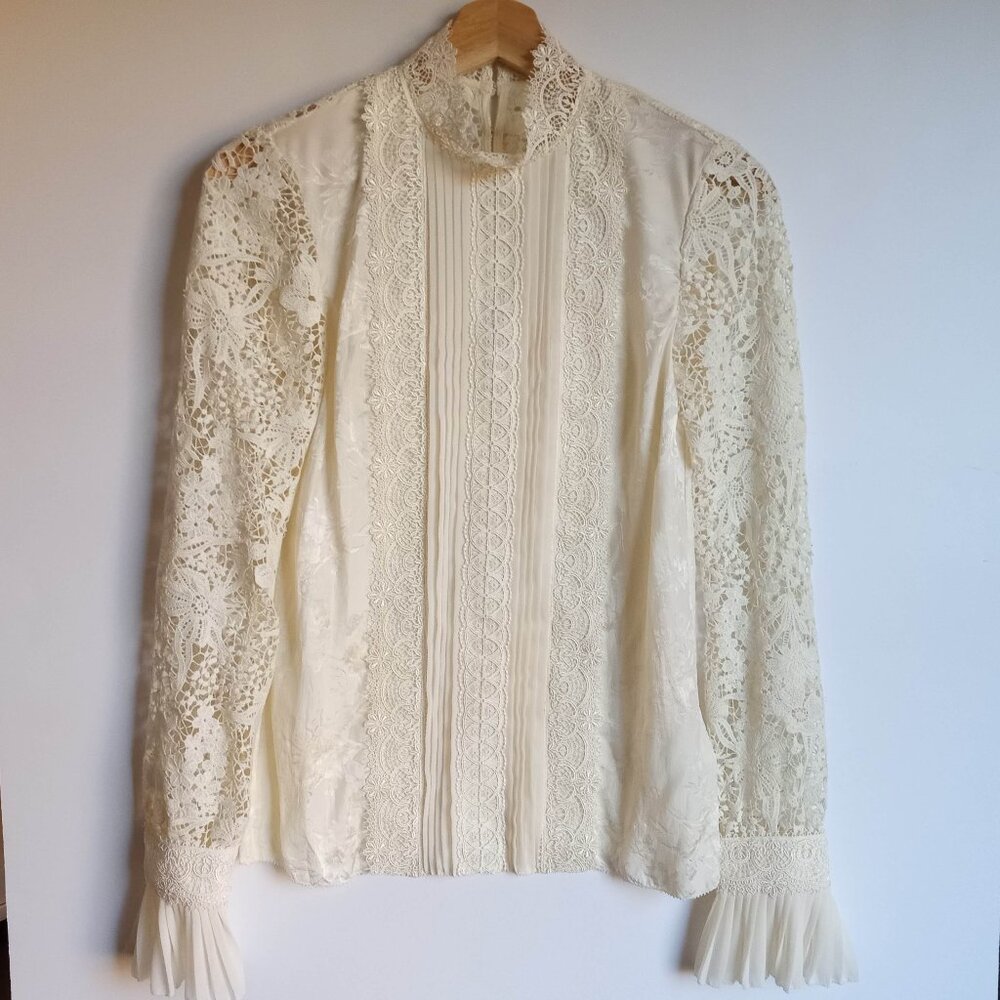 NWOT Erdem x H&M Lace Silk Blend Blouse in Cream Never worn, size 2